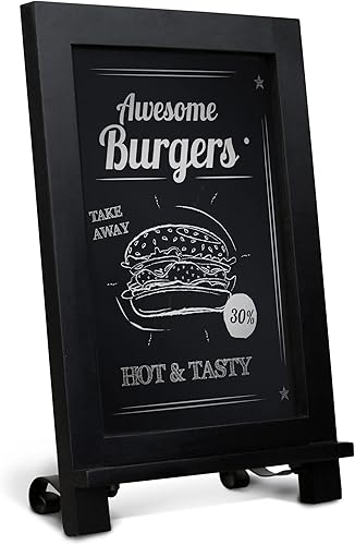 Vista 9 de HBCY Creations - Pizarra de madera rústica con patas para mesa, letrero de mesa estilo vintage para boda, pizarra pequeña para notas en la encimera