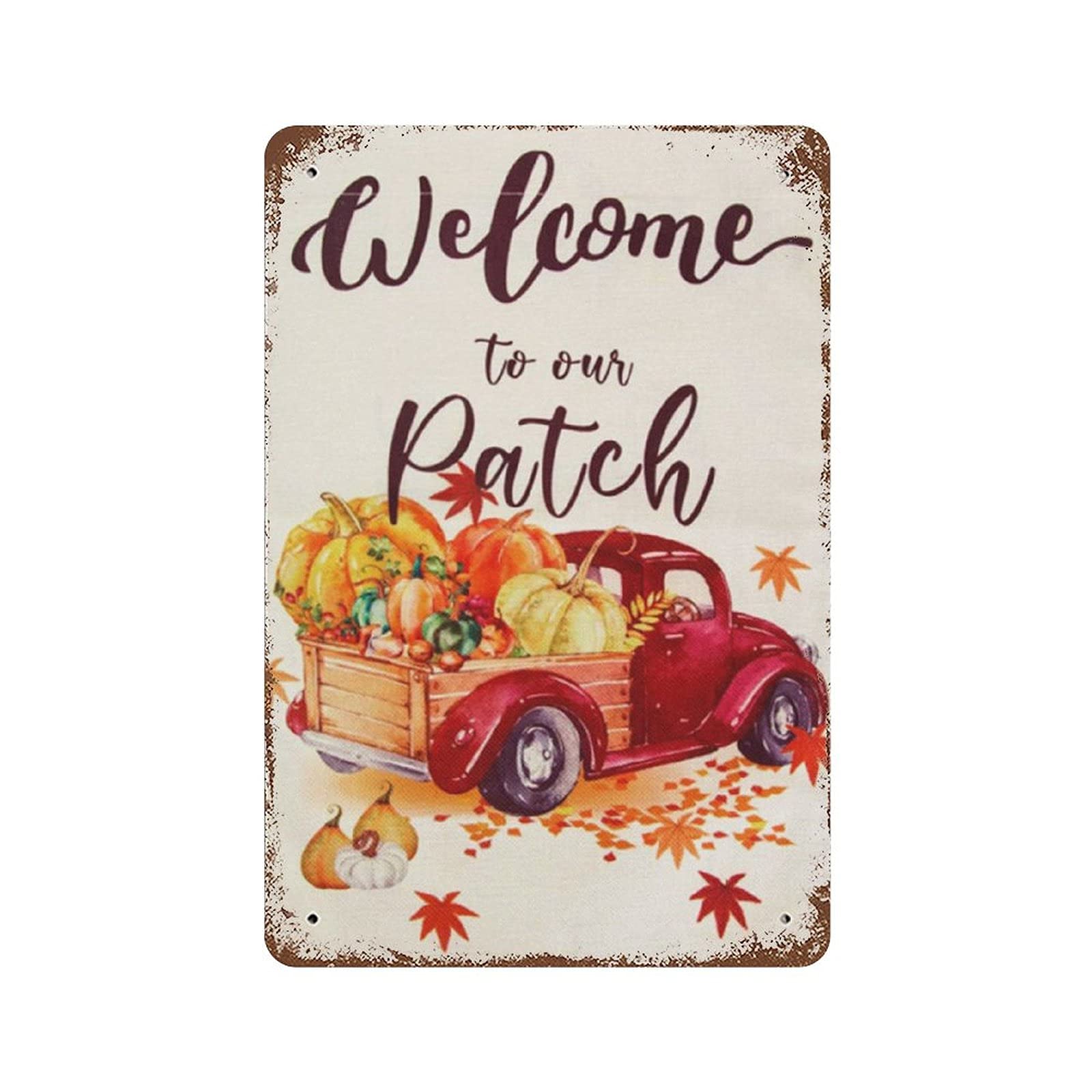AZOLID Vintage Tin Sign Welcome to Our Pumpkin Patch Home Garden Restaurant Cafe Office Shop Bar Club Decoration 30X20CM