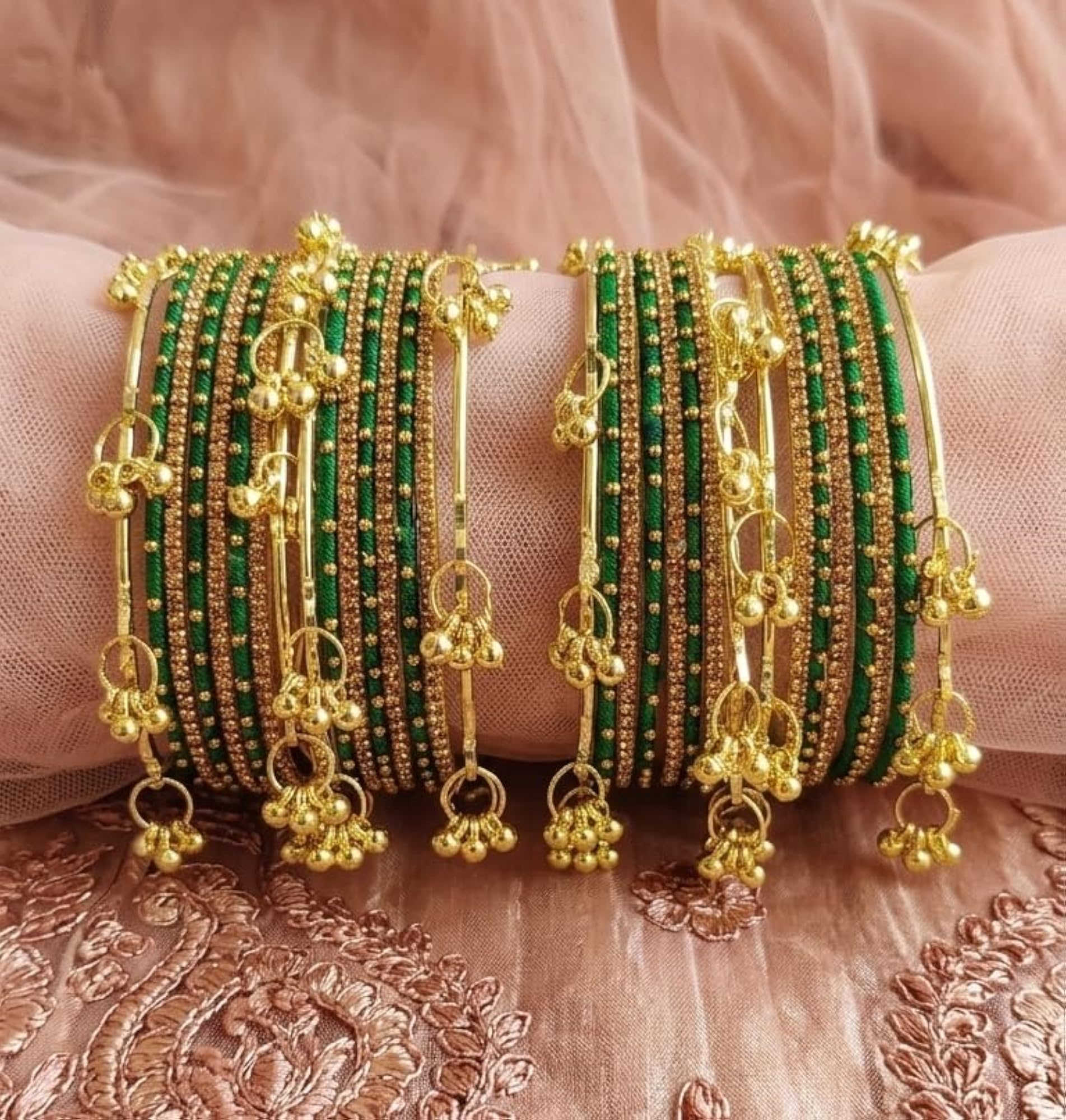 Alloy Bangle Set with Ghungroo & Goti Stone Work