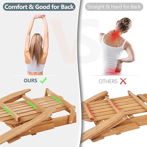 Miniatura 7 de Juego de 4 sillas Adirondack plegables de madera, respaldo premontado, silla de madera para patio al aire libre, jardín, césped, patio, terraza,