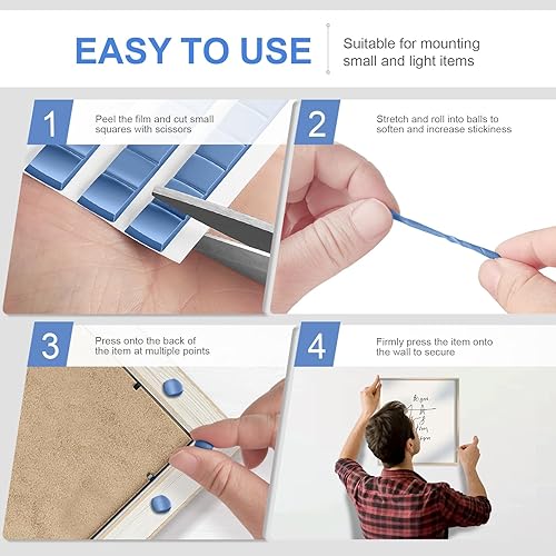 Miniatura 5 de Adhesivo adhesivo para colgar en la pared, 192 piezas de masilla para pósteres para paredes sin daños, masilla de montaje para colgar imágenes,