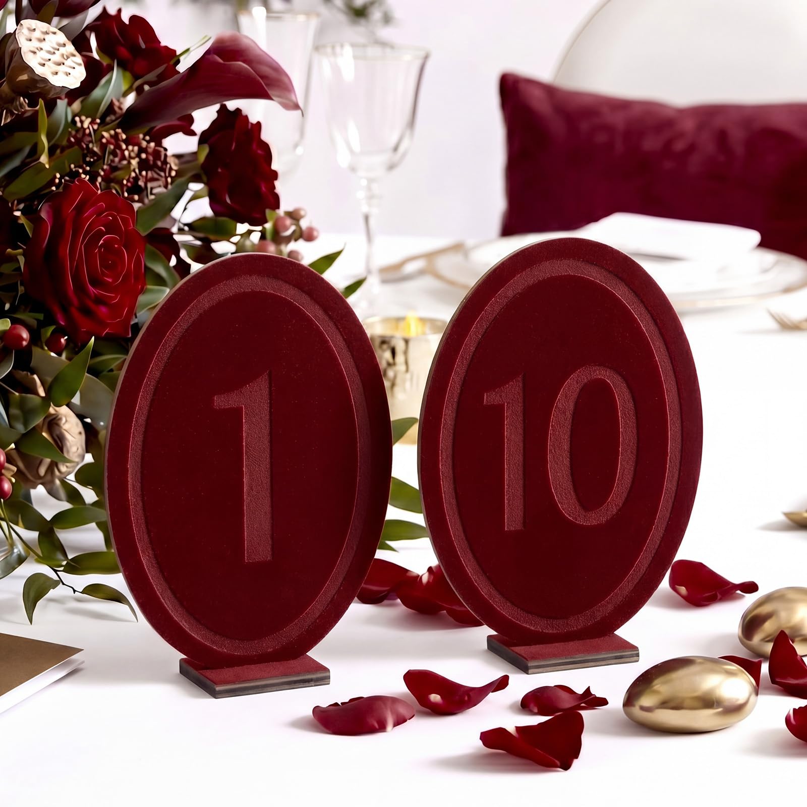 Photo 1 of Yookeer 10 Wedding Table Numbers Burgundy 1-10