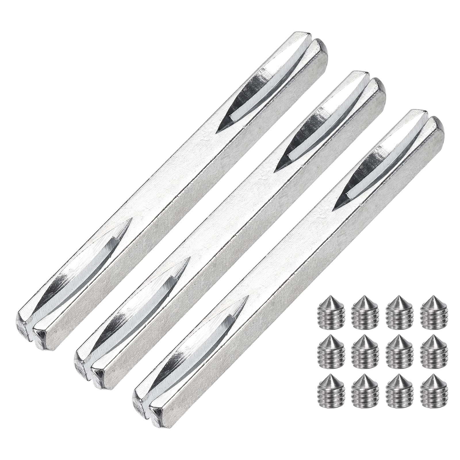 sourcing map 3 Pcs Door Knob Spindle, 85mm Long Spare Door Handle Spindle Bar with Hex Screws, Square Doors Handle Parts Lock Replacement Part for Furniture Assembly, DIY Projects, Silver Tone
