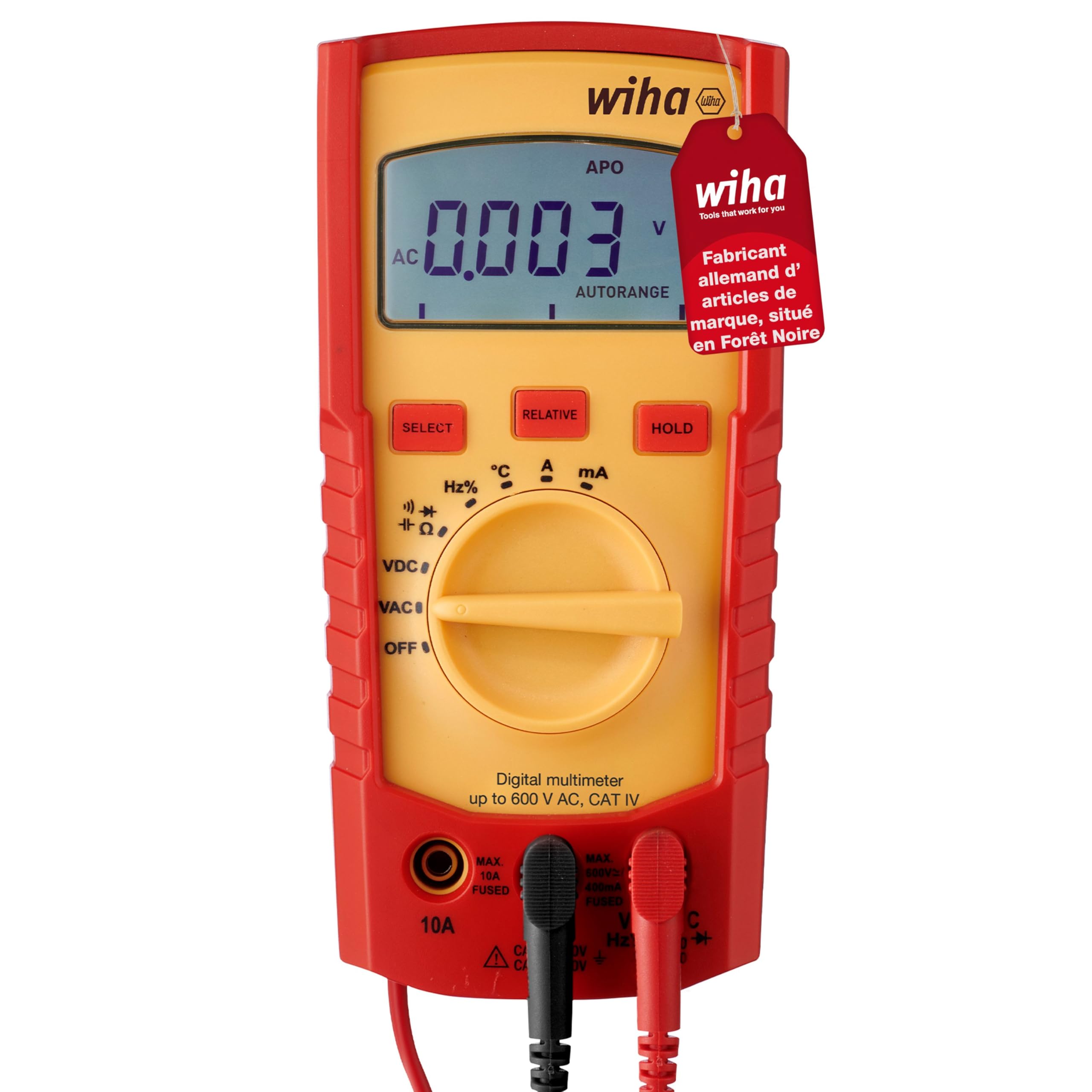 WIHA WERKZEUGE GMBH Multímetro digital hasta 600 V AC, CAT IV incl. 2x AAA batteries - SB 255-41 digital multimeter 600V AC