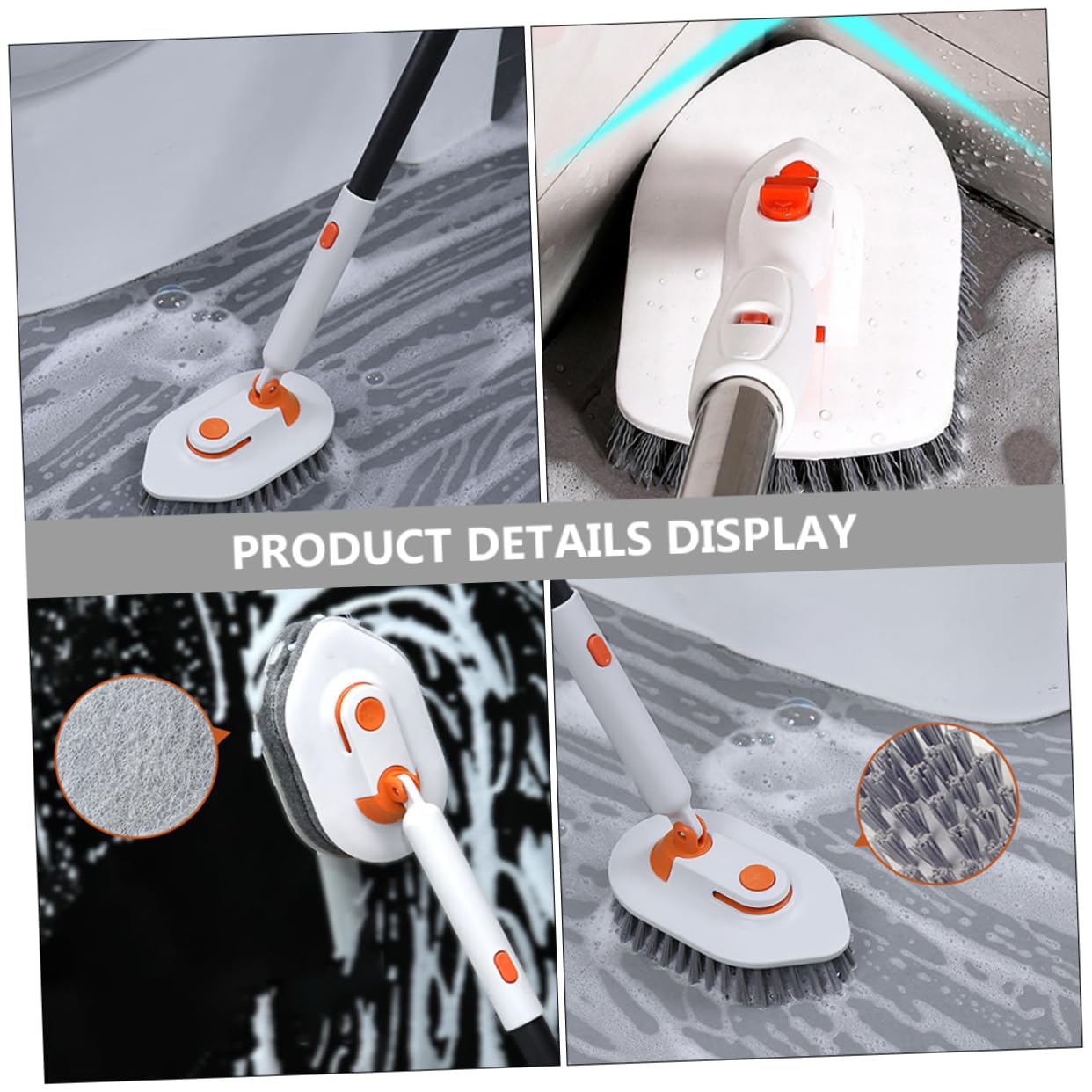 Cepillo De Suelo Multifuncional para Limpiar Ventanas Azulejos y Bañeras Mango Extensible para Uso Ducha y Lechada De De Baño