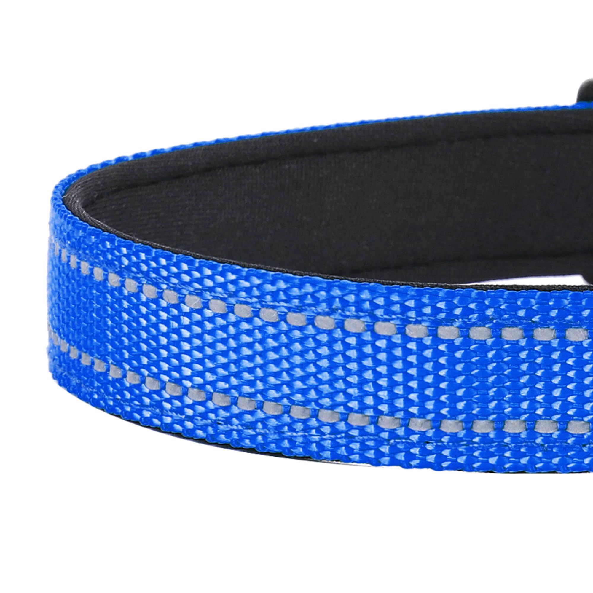 Collar Reflectante para Perro, Collares Ajustables de Neopreno Suave Acolchado de Nailon con Hebilla para Perros medianos, Azul Marino, M