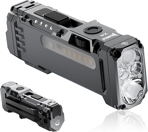 WUBEN Linterna LED X4 EDC con luz RGB, mini linterna de 1500 lúmenes con interruptor táctico y magnético, clip de bolsillo portátil IP68 USB C luz