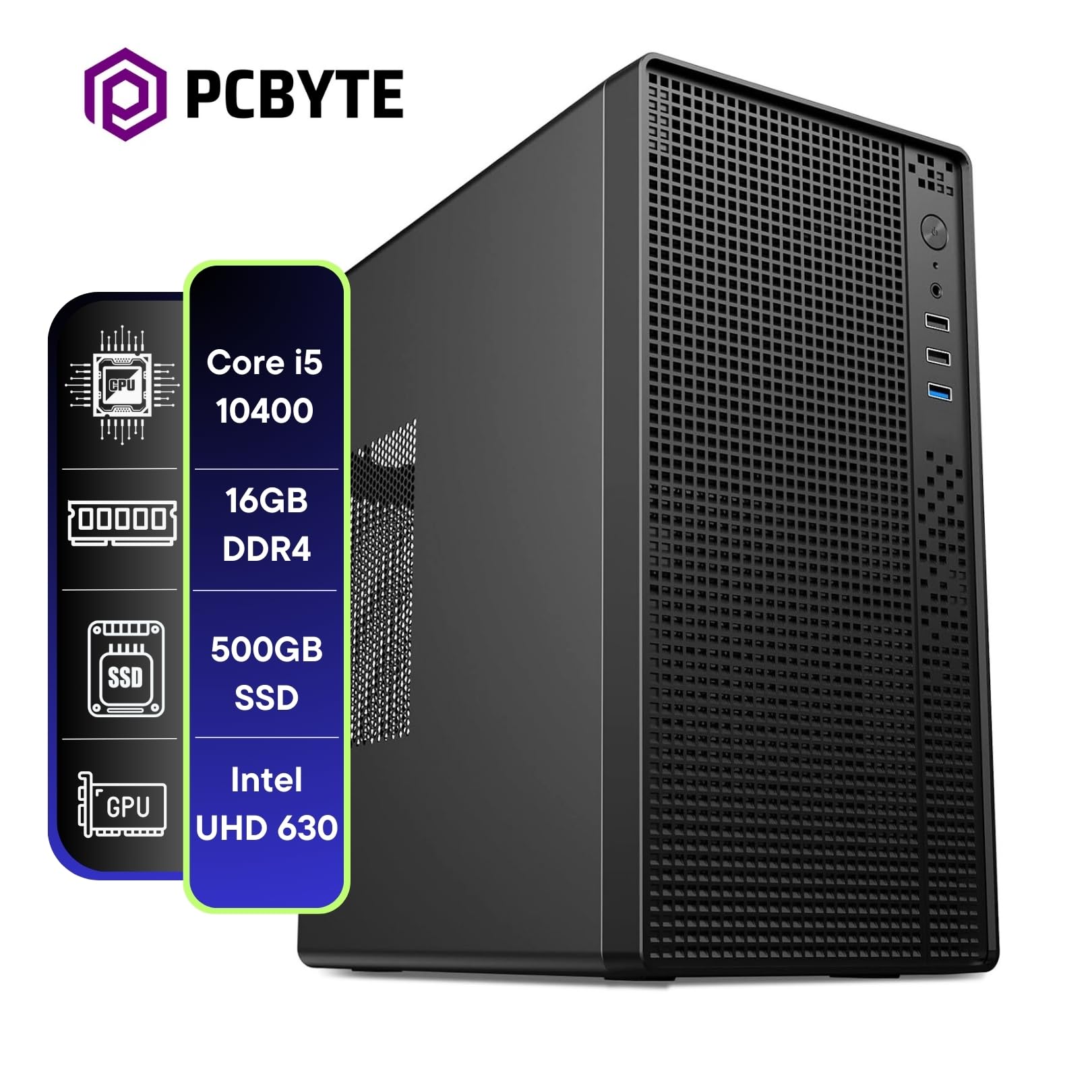 Ordenador de sobremesa PC Intel Core i5 10400, 16GB RAM, 500GB SSD, Intel UHD 4K, Windows 11 - USB3.1 - Wi-Fi (Intel i5, 500GB | 16GB RAM)