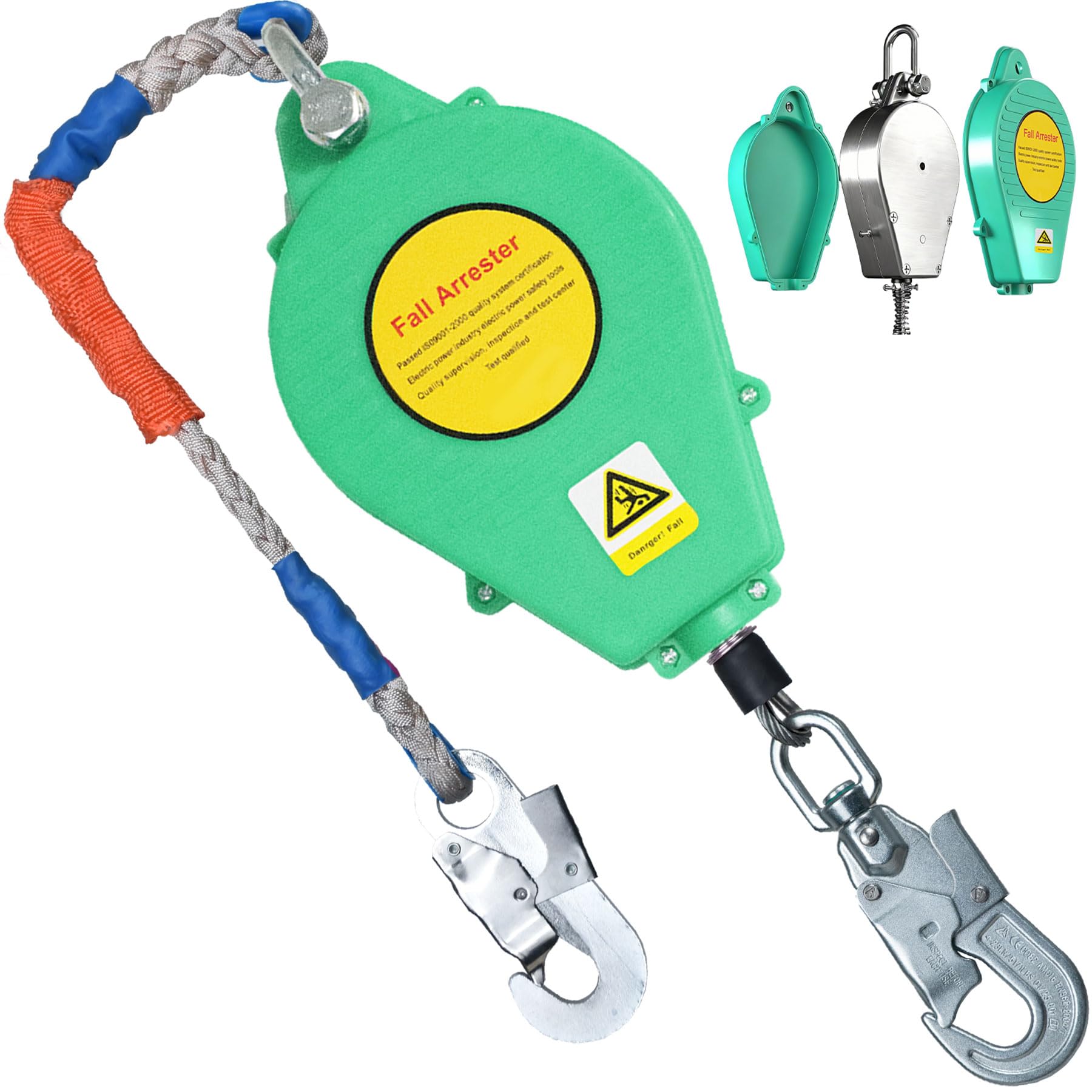 Dispositif Antichute a Rappel Automatique 10m/15m/20m (Vert, 15m)