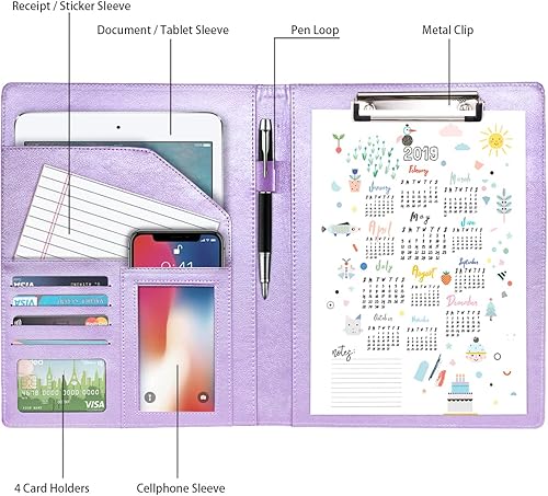 Vista 125 de WAVEYU Funda tipo cartera para mujer, bonita carpeta de cubierta de padfolio, organizador de documentos legales para Girasol
