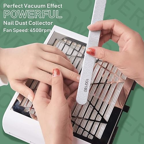Miniatura 2 de BQAN Colector de polvo de uñas, colector de polvo de 40 W, suministros técnicos de uñas, extractor de polvo con 1 cepillo de polvo, ventilador de
