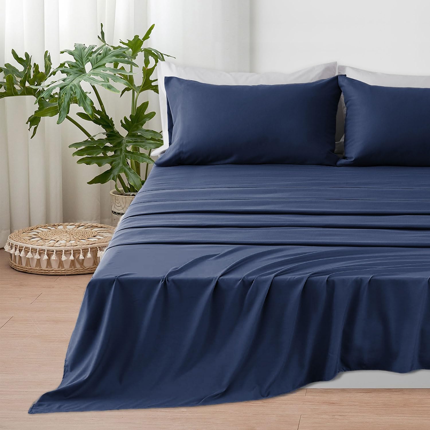 FARFALLAROSSA Set Lenzuola Una Piazza e Mezza 120x190/200 - Completo Letto 3 Pezzi Microfibra Premium - Lenzuolo Angoli, Sopra e Federa 50x80 - Blu
