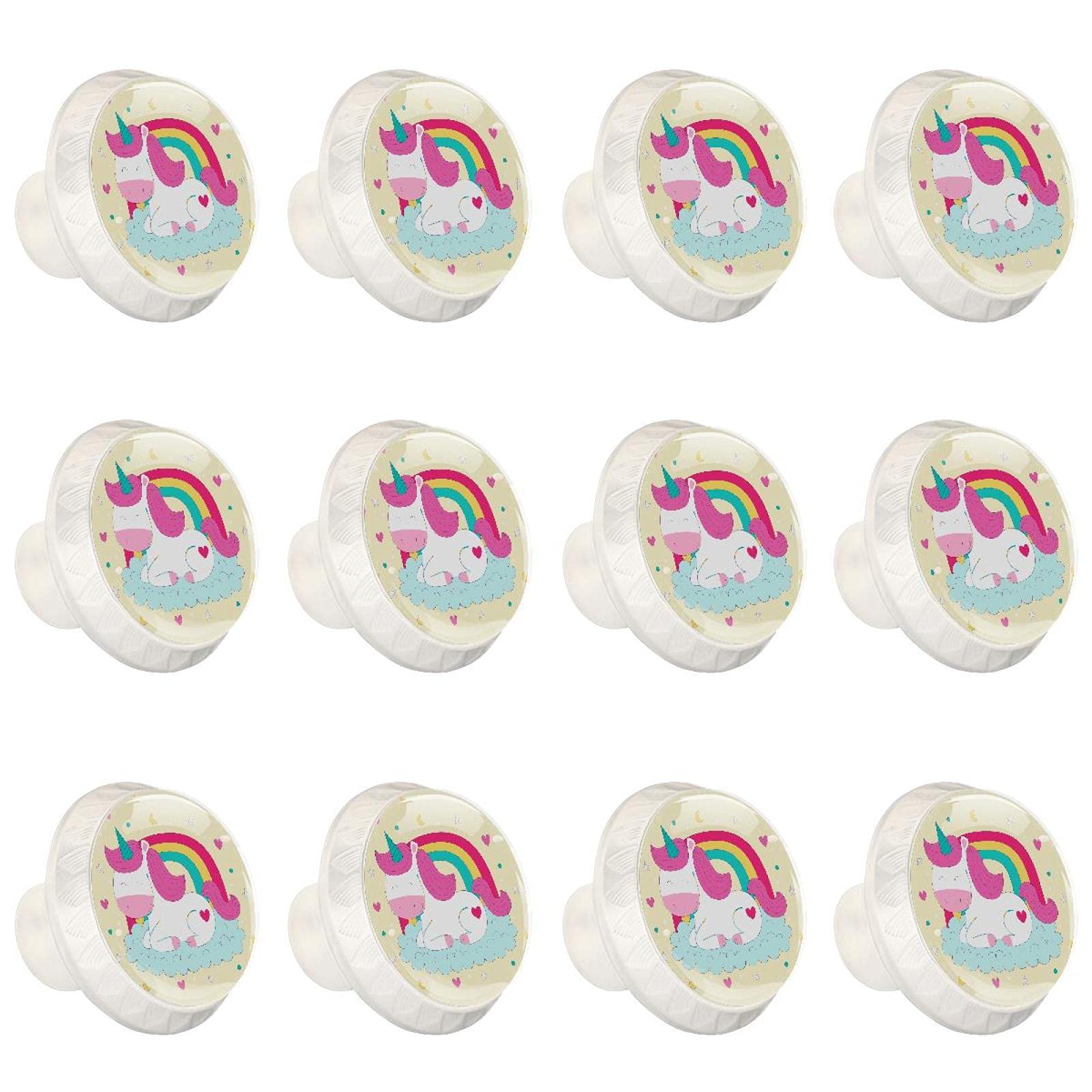 Boutons d'armoires de cuisine licorne ronde poignée tiroir 12pcs