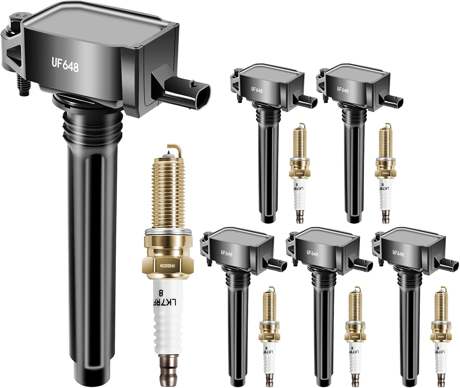 UF648 C1791 Ignition Coil Pack Iridium Spark Plug 97390 Fits for Chrysler 3.6L V6 200 300 Town & Country Dodge Challenger Charger Durango Journey RAM Jeep Grand Cherokee Wrangler