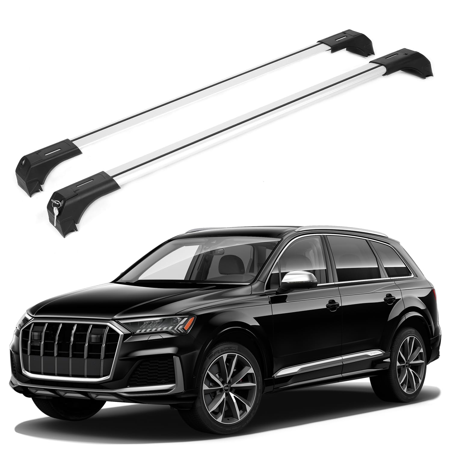 ERKUL 220lbs Roof Rack Cross Bars for Audi Q7 2016-2026 | Aluminum Crossbars with Anti Theft Lock for Rooftop | Compatible with Fixed Points Roofs -