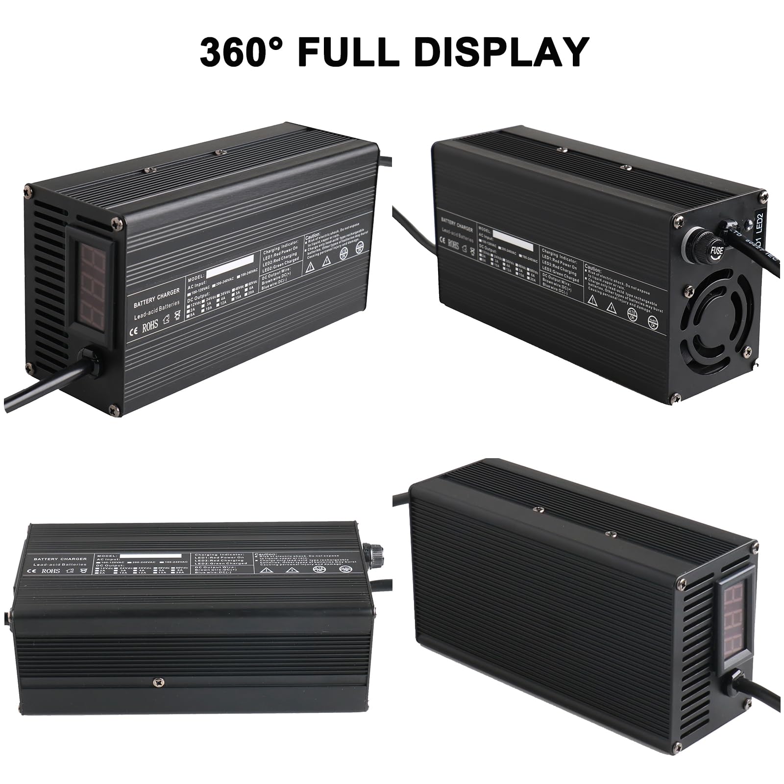 Ładowarki akumulatorów kwasowo-ołowiowych 12V/24V/36V/48V/60V/72V Ładowarka akumulatorów wózków widłowych z 50A złączem Andersona i wyświetlaczem LCD