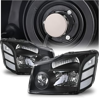 M-AUTO Black Factory Style Headlight Headlamp Assembly w/ 4 PRE-ASSEMBLED 6000K LED BULBS Replacement for 04-15 Nissan Titan / 2004 2005 2006 2007 Armada
