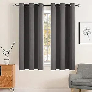 MIULEE Blackout Curtains for Bedroom Thermal Insulated Room Darkening Drapes Solid Window Treatment Set Grommet Top Light Blocking Curtain for Living Room 2 Panels 42 x 63 inch, Grey