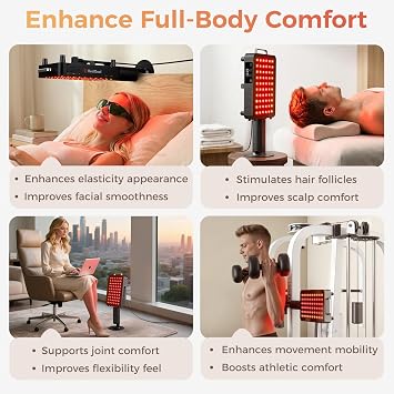 BestQool Red Light Therapy Panel, 6 Wavelengths Infrared Light Therapy with Stand, FSA-HSA Elite Grade 60 LED Dual Chip Red Light Therapy for Body, Face, Infrared and Red Light Lamp, 140W