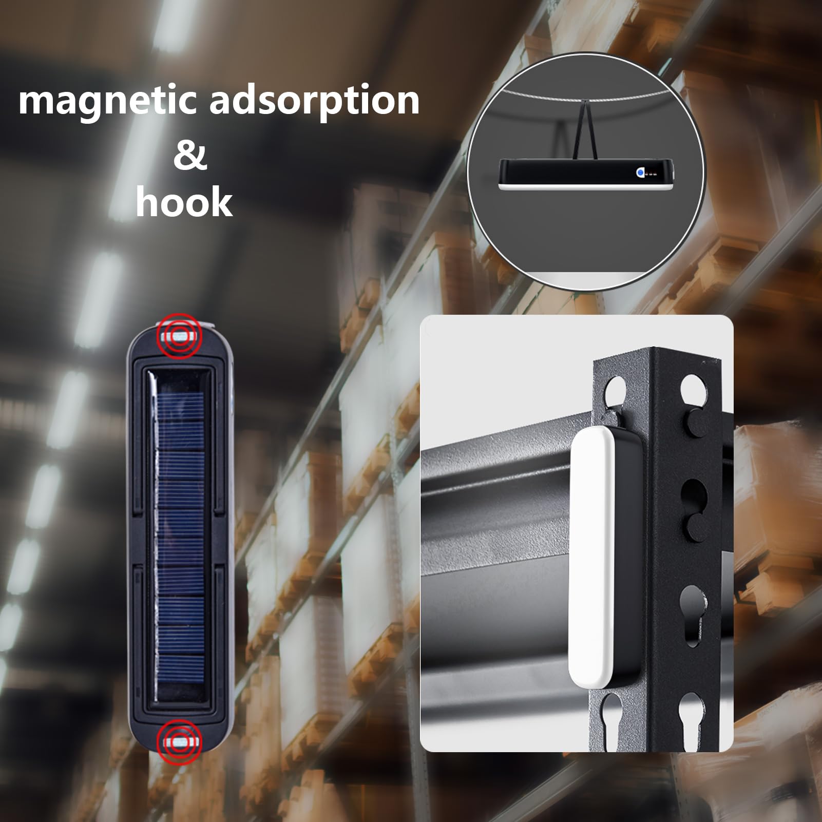 Barra de luz LED magnética solar recargable de 5500 mAh, 6500 K, iluminación de emergencia portátil para cortes de energía en el hogar, camping, reparaciones automotrices, debajo del capó y