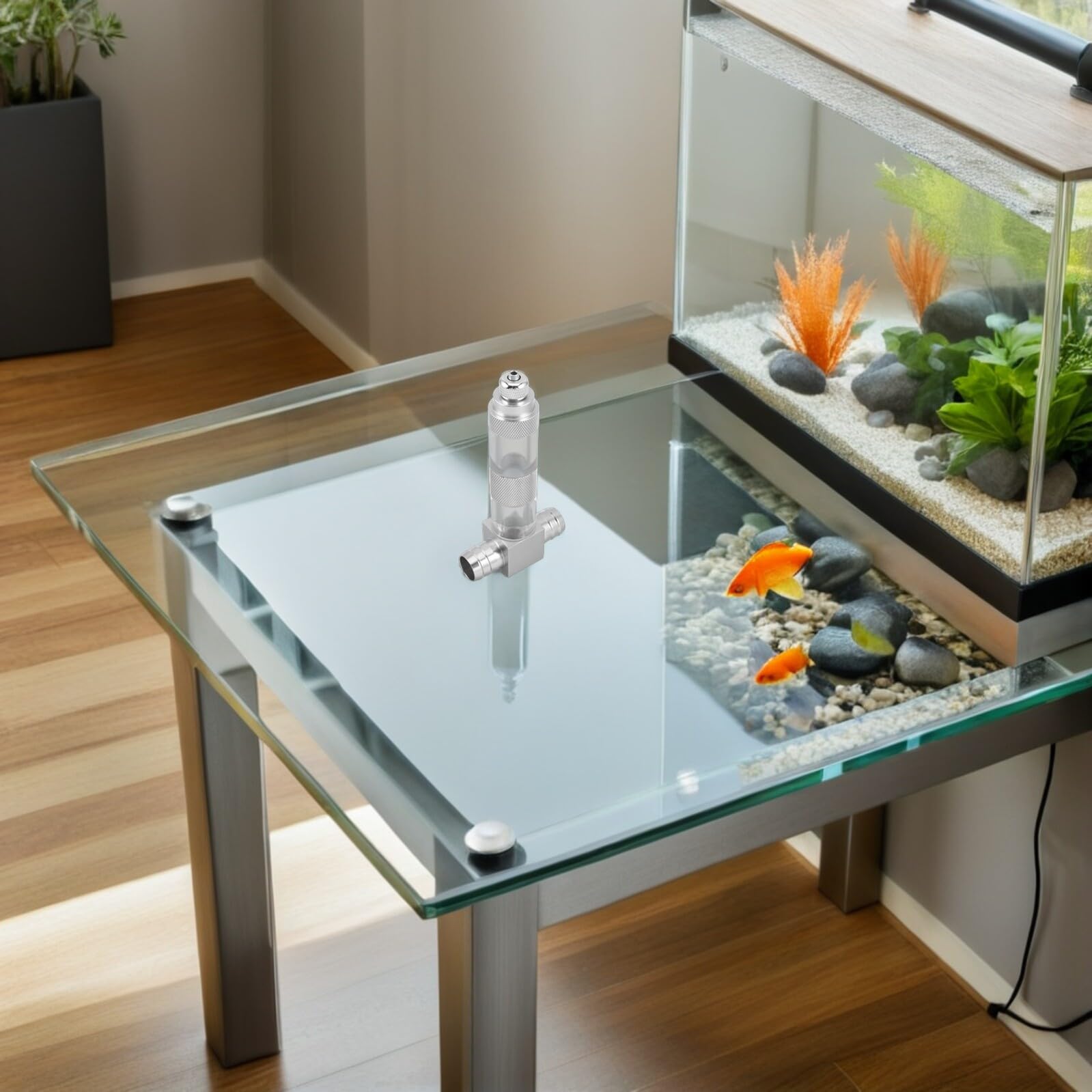 Difusor de Co2 Externo en Línea para Acuario de 16 Mm con Contador de Burbujas y Válvula de Retención, Accesorio de Acero Inoxidable y Acrílico para Plantas Acuáticas de Agua