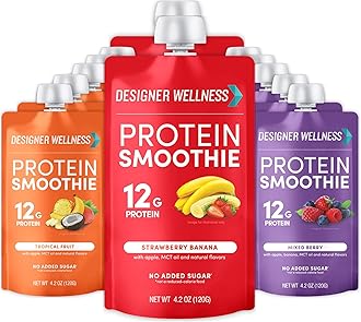 Protein Smoothie, Real Fruit, 12g Protein, Low Carb, Zero Added Sugar, Gluten-Free, Non-GMO, No Artificial Colors or Flavors, Variety Pack, 12 Count
