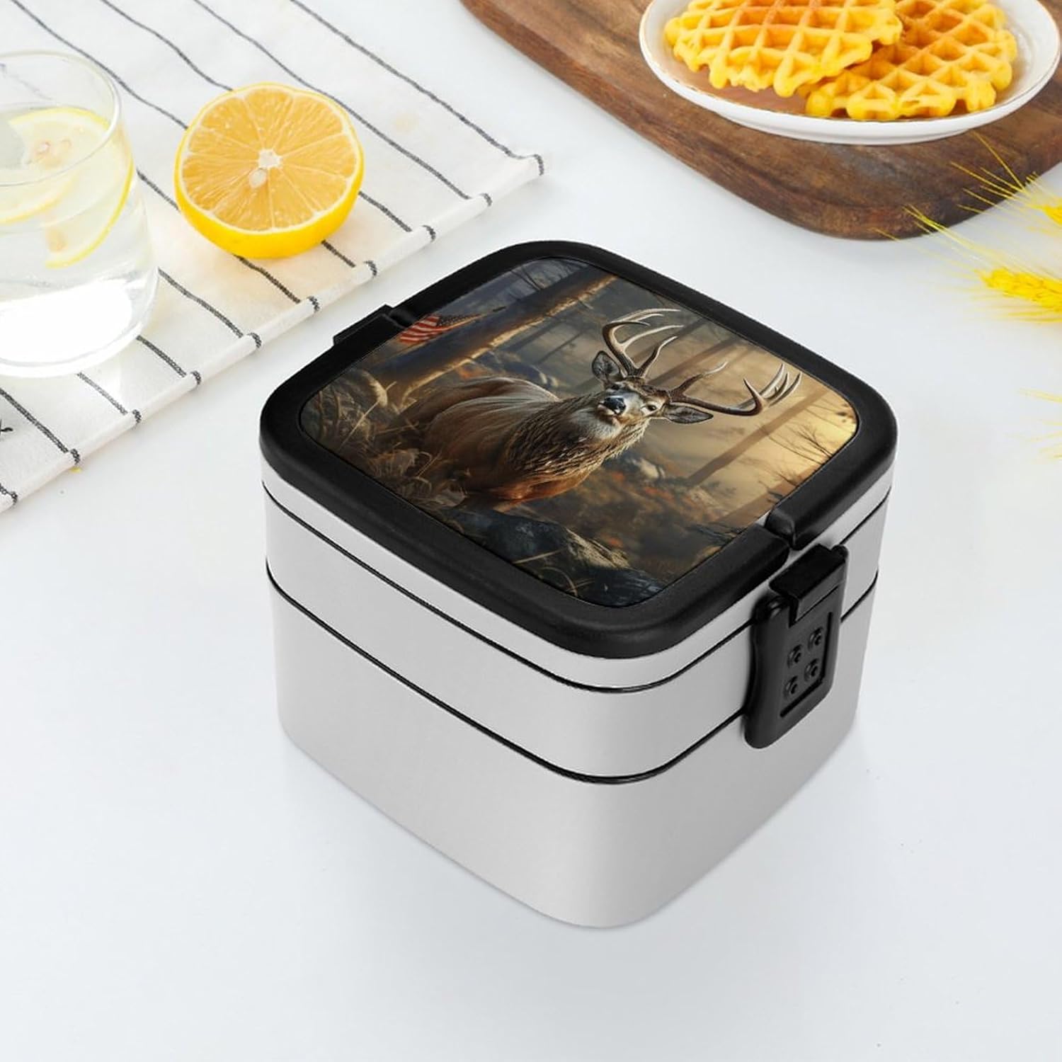 Adults Lunch Box Adult Bento Box Stackable Bento Box BPA-Free Deer Hunting Season Lunch Box Food Container Ideal for Meal Prep, Work, And On The Go