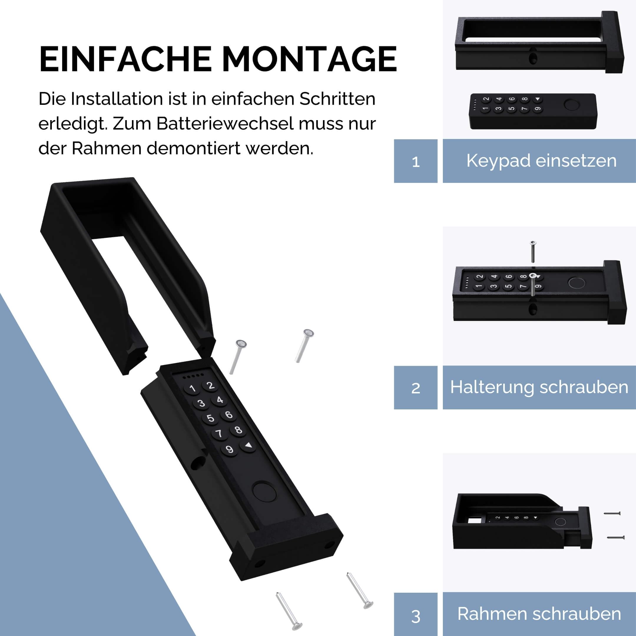 Cleverstation Wandhalterung - Passend Für Nuki Keypad 2 Türschloss Mit Fingerabdruck, Fingerprint Türöffner Halter, Türschloss Smart Halterung ( Schwarz