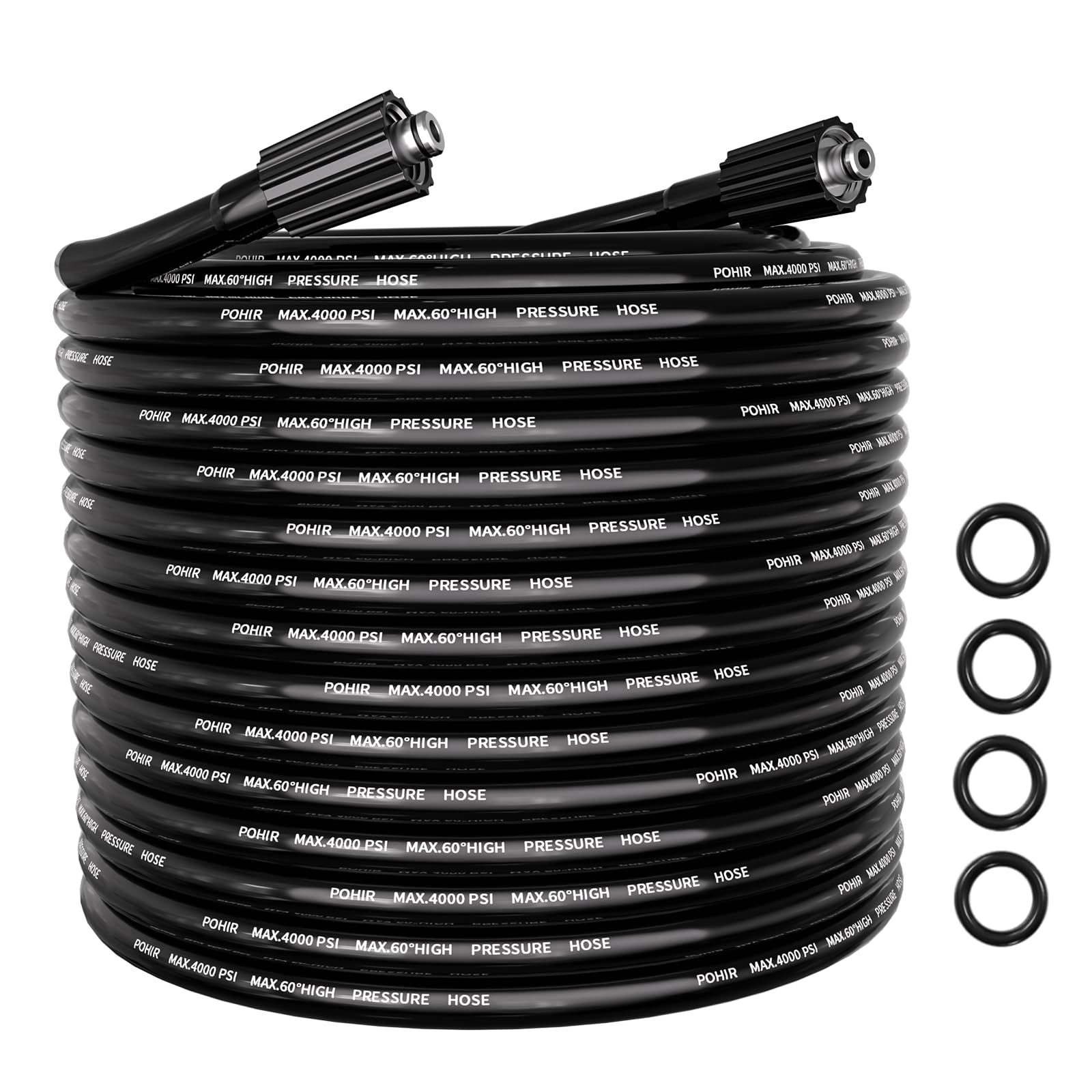 POHIR Pressure Washer Hose 50FT, 1/4'' ID M22 No Kink Replacement Hose