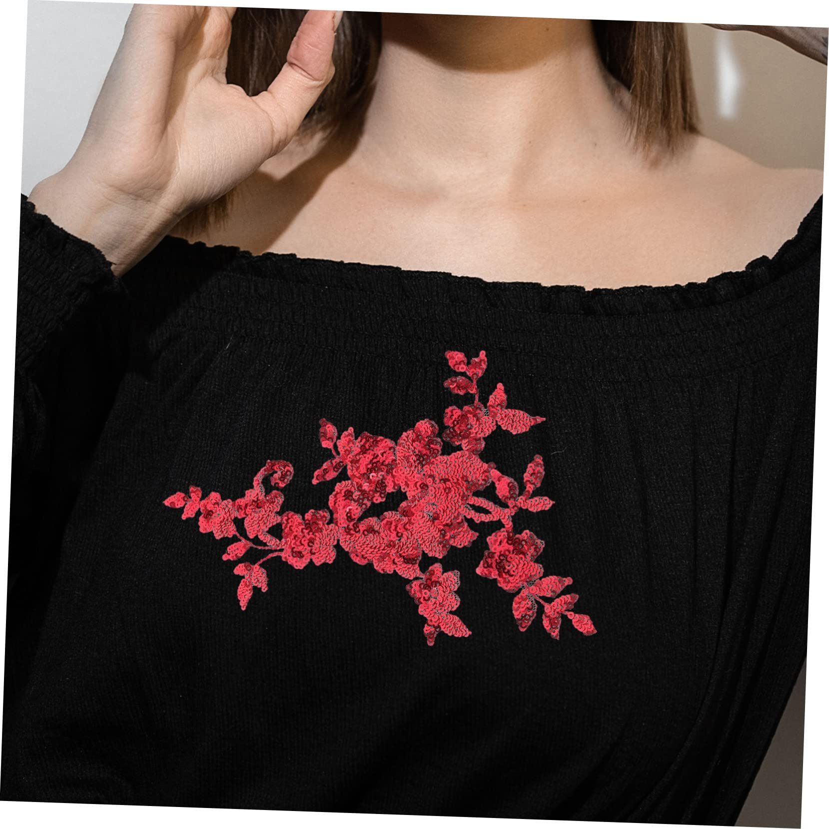 Aplicaciones para ropa, Parches bordados de tela flores, apliques florales encaje con parche hierro 2 piezas