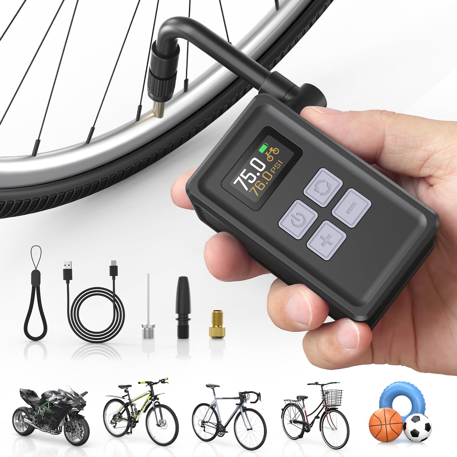Amazon.co.jp: orantronx 自転車 空気入れ 電動 最大150PSI対応 米式