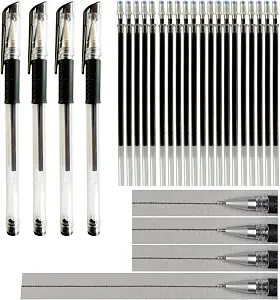4 Heat-Erasable Fabric Pen Barrels with 20 Black Refills