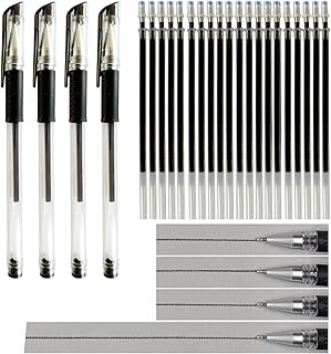 4 Heat-Erasable Fabric Pen Barrels with 20 black Refills for quilting supplies, sewing supplies, embroidery, DIY crafts. (black)