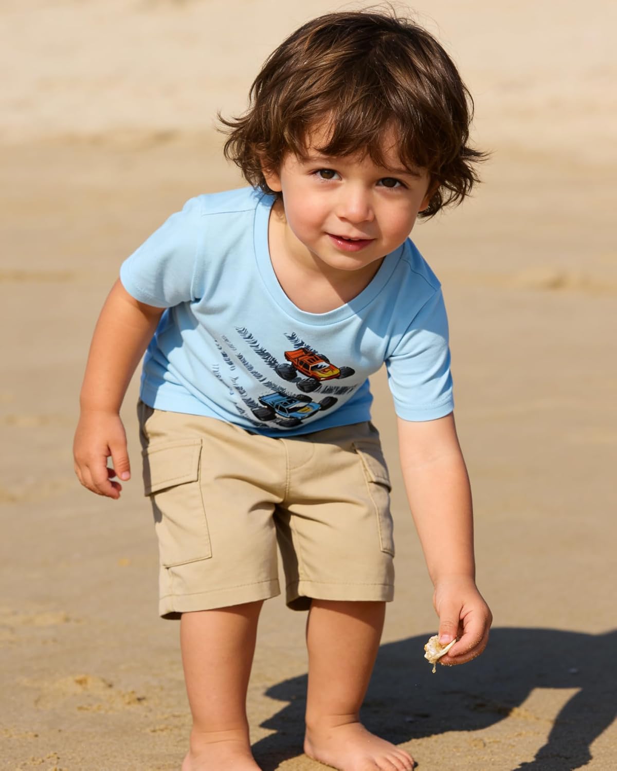 Toddler Baby Boy Summer Clothes Short Sleeve T-Shirt Tops and Elastic Cargo Shorts with Pockets for 18M-6 Years - Image 2