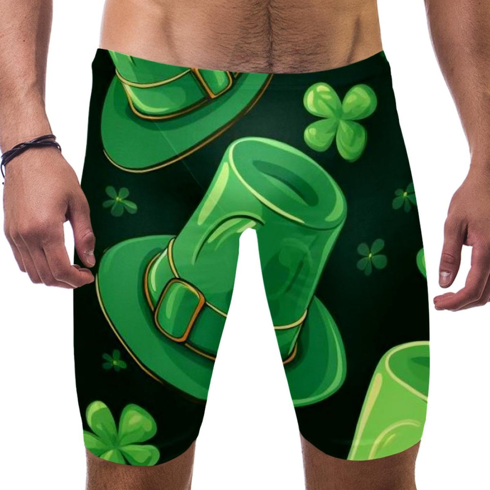 St Patrick's Day Swimsuit for Men & Boys,Competition Lap Swim Suit, Square Leg Endurance Training Multicoloured