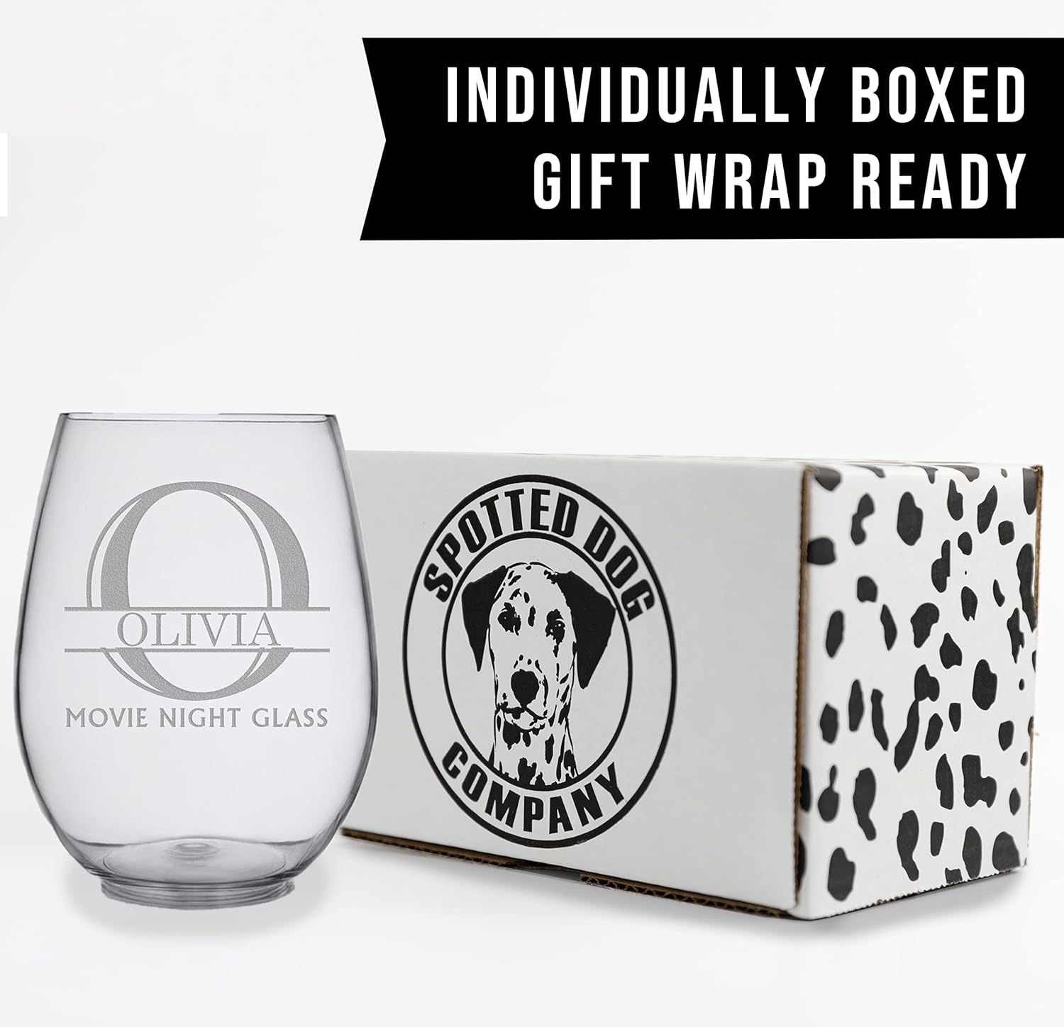 Personalized Etched 17oz Stemless Wine Glass Tumbler, Halpert Monogram – Unique Customized Gifts for Women – Custom Glass for Grandma – Wine Lover Gifts - Bridesmaid 40th Birthday for Her
