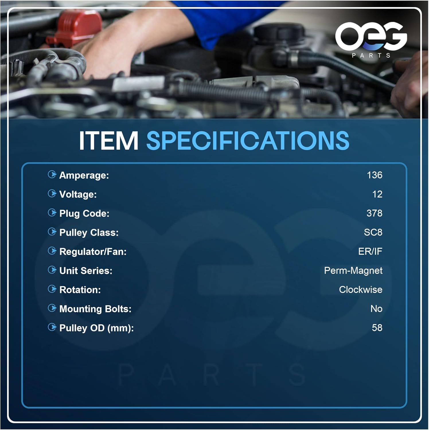 OEG Parts New Alternator Compatible With Dodge Sterling Ram 2500 3500 4500 5500 6.7L Diesel 2007-2010 56028732AC, 56028732AD, 0124525129, 0124525156, ABO0396, 40024117