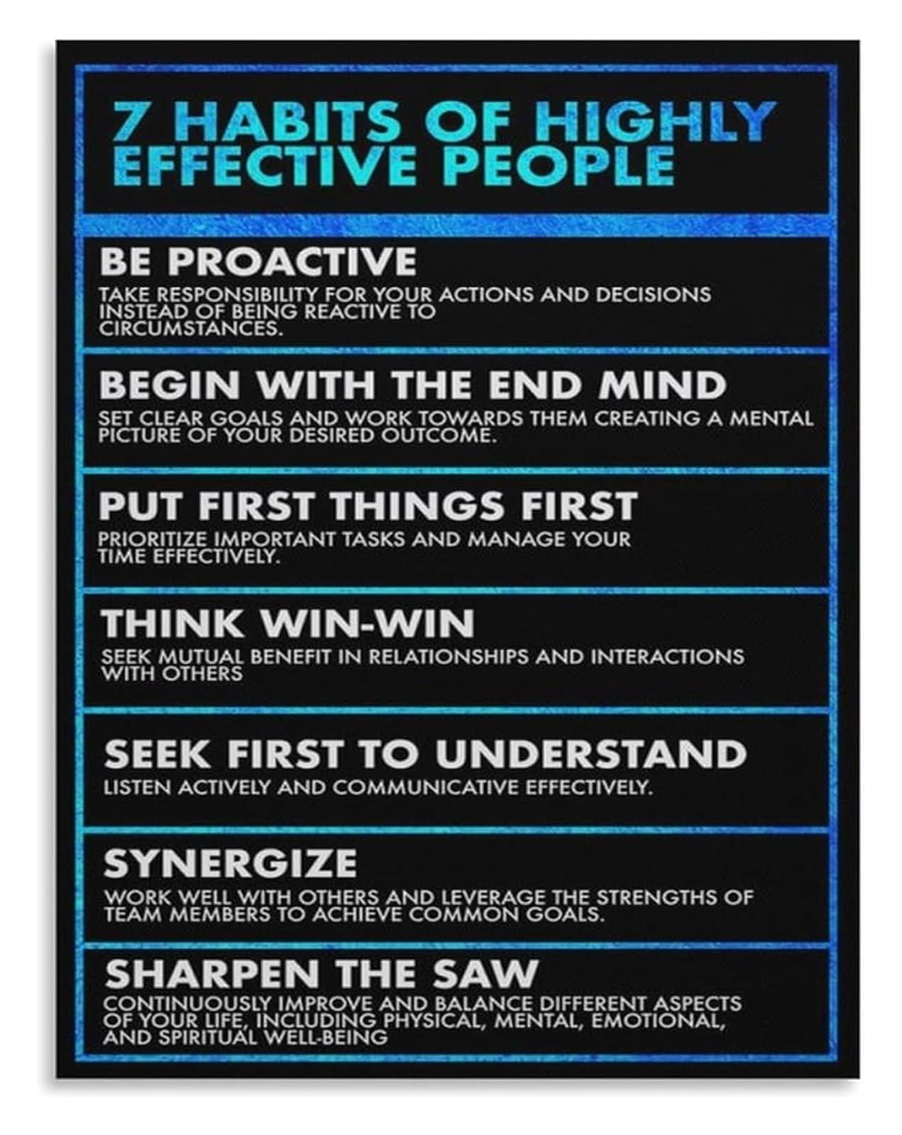 MDBJTCYZN Inspirational Business Poster Effective Success Habits for Entrepreneurs Motivational Wall-Art