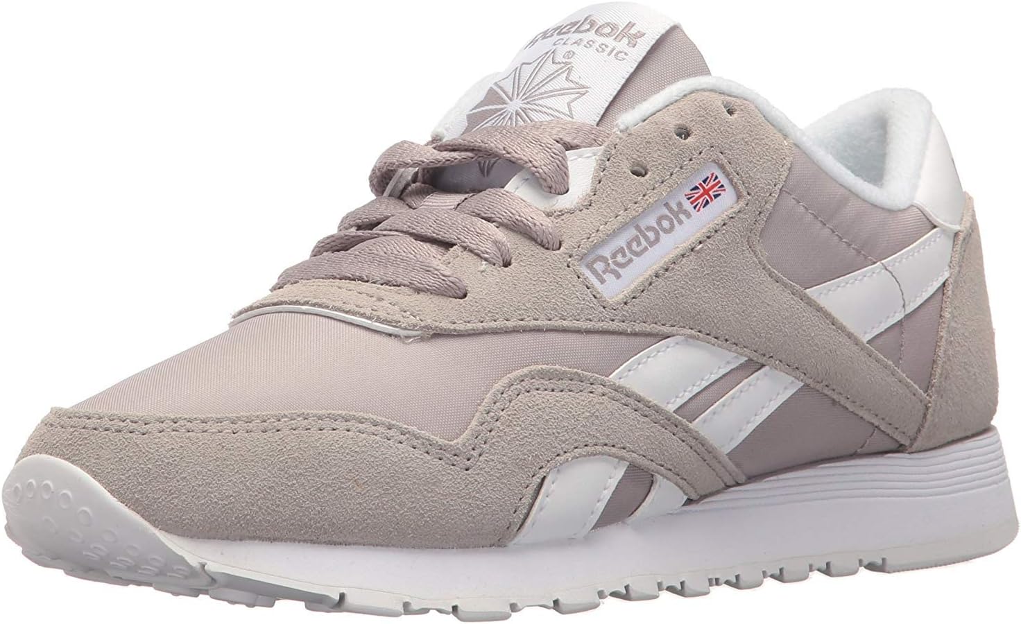 Reebok Men's Classic Nylon Sneaker, Whisper Grey/White, 4