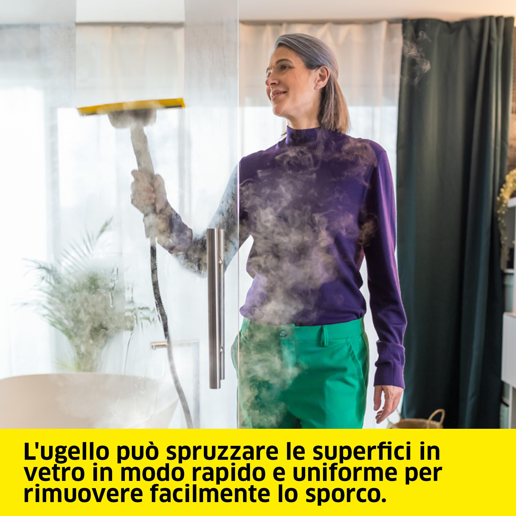 KÄRCHER bocchetta per finestre Comfort con lama tergivetro lunga e flessibile in gomma per una pulizia igienizzante dei vetri, accessorio originale per i pulitori a vapore Kärcher