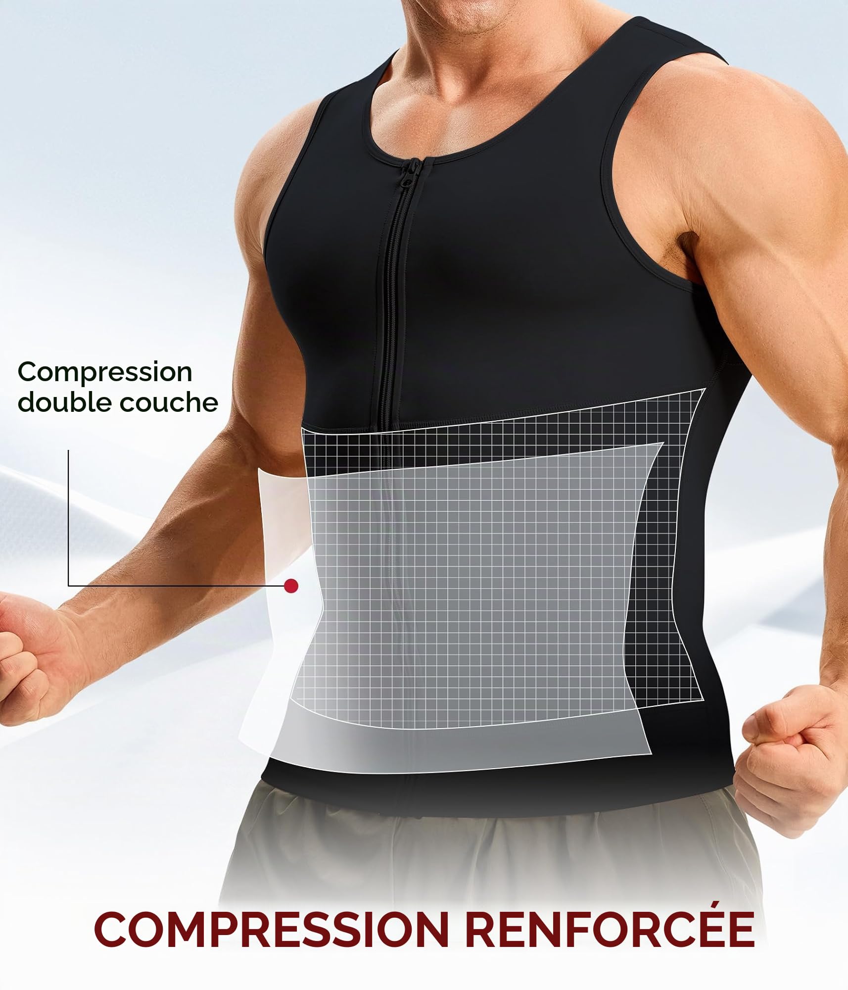 Junlan Compression Débardeur Gainant Ventre Plat Homme Invisible Gaine Amincissante Posture Shirt