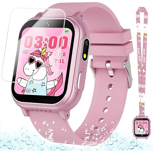 Waterproof Smart Watch for Kids Gift for Girls Age 5-12 with 32 Games, Dual Camera, Habit Tracking, Music Player, Video, Alarm Clock, HD Touchscreen Kids Smart Watch Birthday Toys for 3-12 Year Old