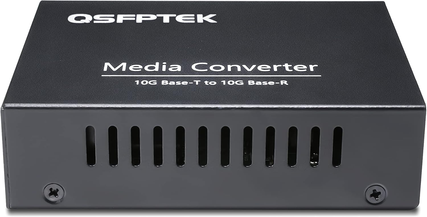 10G SFP+ to RJ-45 Media Coverter, 10 Gbps Gigabit Copper UTP Ethernet Fiber Optic Converter, Unmanaged 1x 100M/1G/2.5G/5G/10GBase-T RJ45 to 1x 10GBase-X SFP+ Slot, Support 10G SR/LR SFP Module