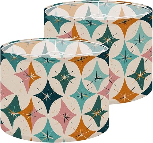 Miniatura 11 de Lamp shades for Table Lamps Retro Futuristic Design Teal Pink Orange Cream Hues Medium Drum Lamp Shades 13''W x 10''H Replacement LampShades Spider