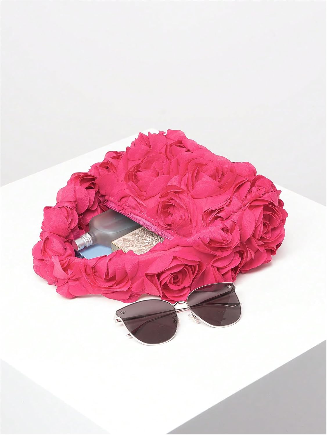 Verdusa Women's 3D Flower Clutch Handbags Rose Evening Purse Top Handle Bags