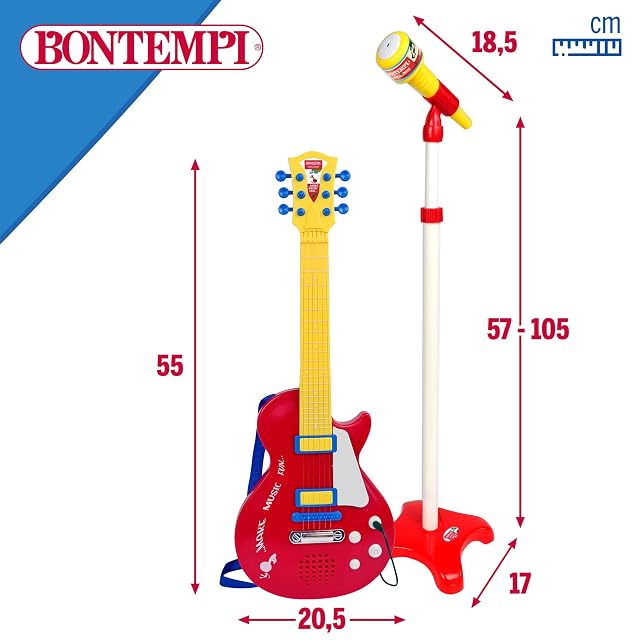 Foto 6 de 7 de Guitarra eléctrica de juguete 55 cm con micrófono de pie Bontempi