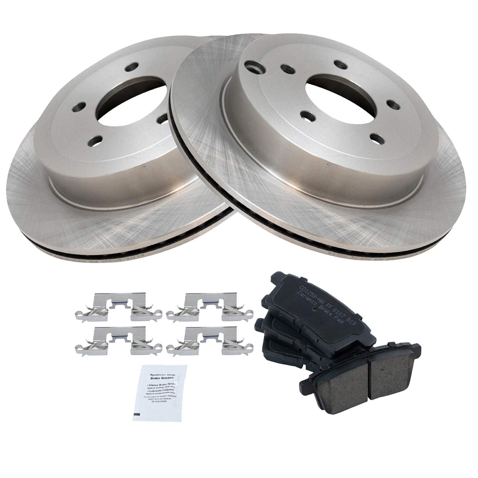 TRQ Rear Brake Pad & Rotor Kit Brake Pads Brake Rotor Ceramic Compatible with 2007-2010 Ford Edge Lincoln MKX