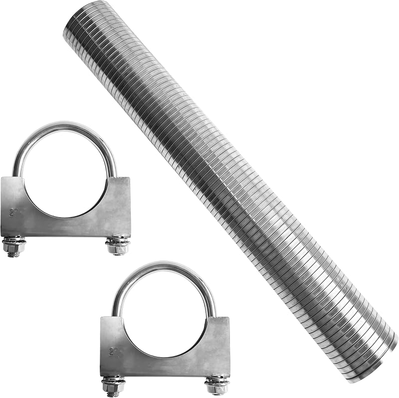 Tubo Flexível para Escapamento TORDXICS em Aço Inoxidável T304 2" x 41,91 cm com 2 Abraçadeiras