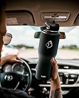 Vista 7 de BUZIO Botella de agua aislada que cabe en el portavasos, vaso de acero inoxidable con tapa de popote de 32 onzas, a prueba de fugas, sin BPA