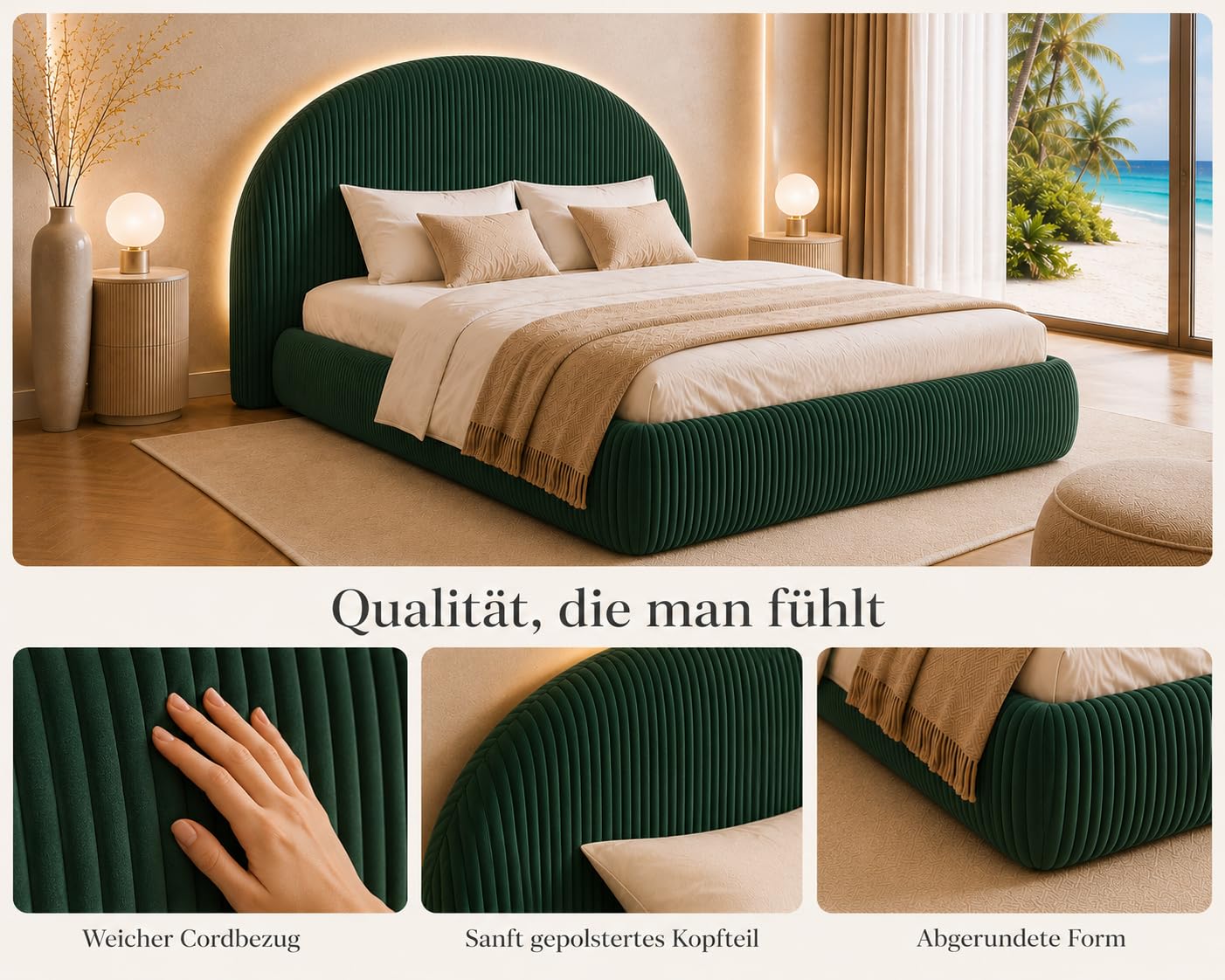 POSO 014 Lit à sommier tapissier, 180 x 200 cm, avec matelas Bonell, sans surmatelas